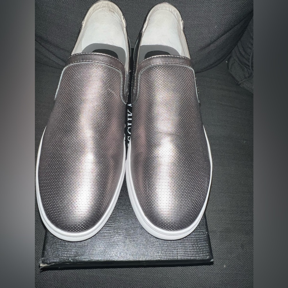 Badgley Mischa Silver gun metal slip on sneakers. size 11 brand new with box.